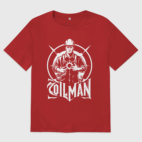 Женская футболка оверсайз Нефтяник с шестерёнкой / Красный – фото 1