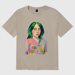 Футболка оверсайз женская Билли Айлиш коллаж, цвет: миндальный