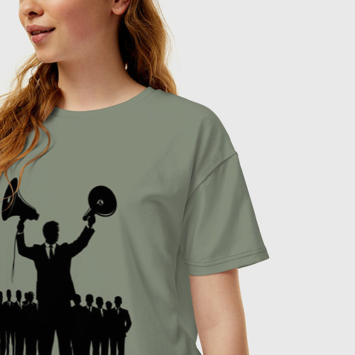 Женская футболка оверсайз Пиарщик с мегафонами / Авокадо – фото 3