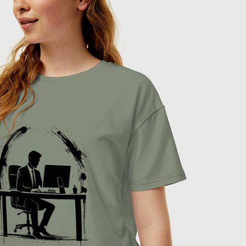 Женская футболка оверсайз Офисный планктон граффити / Авокадо – фото 3