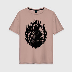 Футболка оверсайз женская Пожарный в огне, цвет: пыльно-розовый