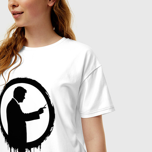 Женская футболка оверсайз Учитель в круге / Белый – фото 3