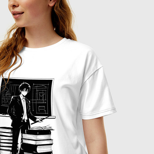 Женская футболка оверсайз Учитель знаний аниме / Белый – фото 3