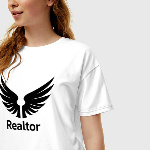 Женская футболка оверсайз Крылатый риелтор / Белый – фото 3