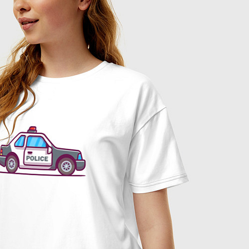Женская футболка оверсайз Police car / Белый – фото 3