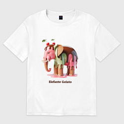 Футболка оверсайз женская Брейнрот - Elefante Gelato, цвет: белый