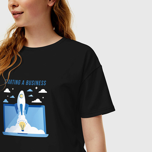 Женская футболка оверсайз Starting a business / Черный – фото 3