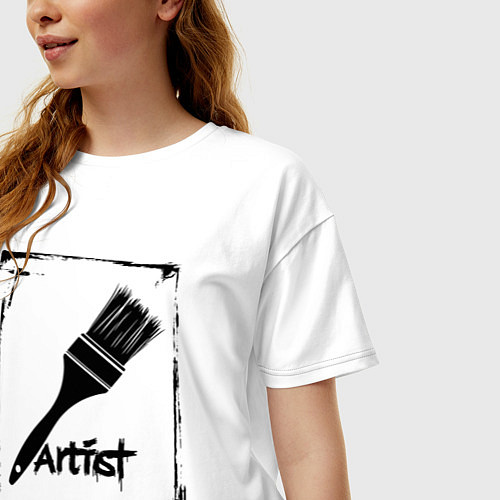Женская футболка оверсайз Кисть художника / Белый – фото 3