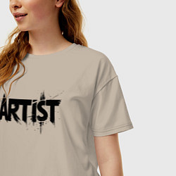 Футболка оверсайз женская Художник в стиле граффити, цвет: миндальный — фото 2