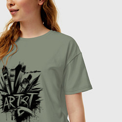 Футболка оверсайз женская Художник букет из кистей, цвет: авокадо — фото 2