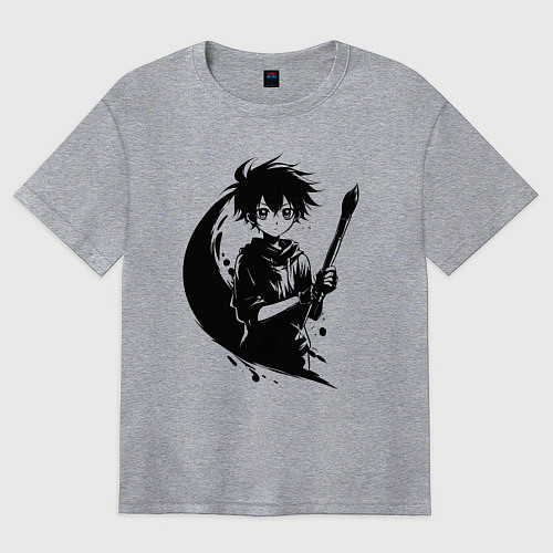 Женская футболка оверсайз Художник с кистью аниме / Меланж – фото 1