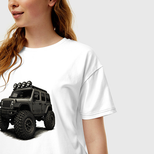 Женская футболка оверсайз Черный внедорожник / Белый – фото 3