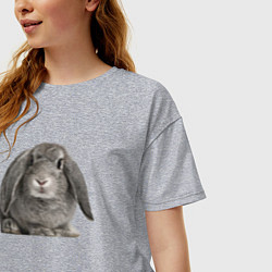 Футболка оверсайз женская Серый пушистый кролик, цвет: меланж — фото 2