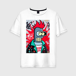 Женская футболка оверсайз Бендер панк - граффити