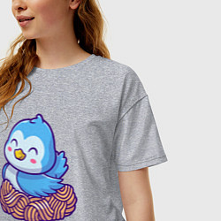 Футболка оверсайз женская Птичка в гнезде, цвет: меланж — фото 2