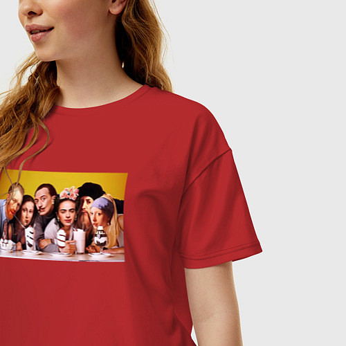 Женская футболка оверсайз Художниик друзья / Красный – фото 3