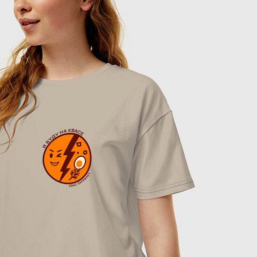 Женская футболка оверсайз Окрошка на квасе / Миндальный – фото 3