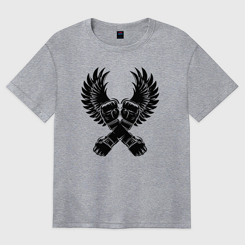 Женская футболка оверсайз ММА кулаки / Меланж – фото 1