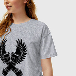Футболка оверсайз женская ММА кулаки, цвет: меланж — фото 2