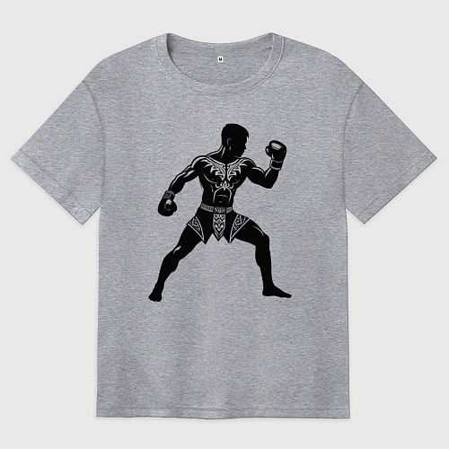 Женская футболка оверсайз Антуражный тайский боксер / Меланж – фото 1