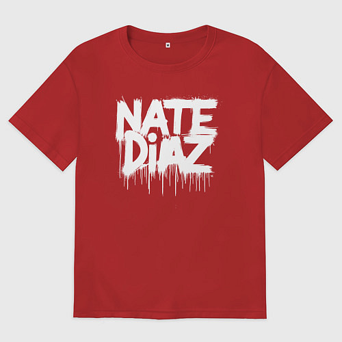 Женская футболка оверсайз Граффити логотип Нейт Диас / Красный – фото 1