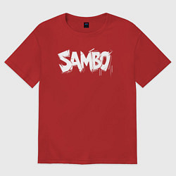 Футболка оверсайз женская Самбо граффити, цвет: красный