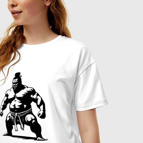 Женская футболка оверсайз Эпичный сумоист / Белый – фото 3