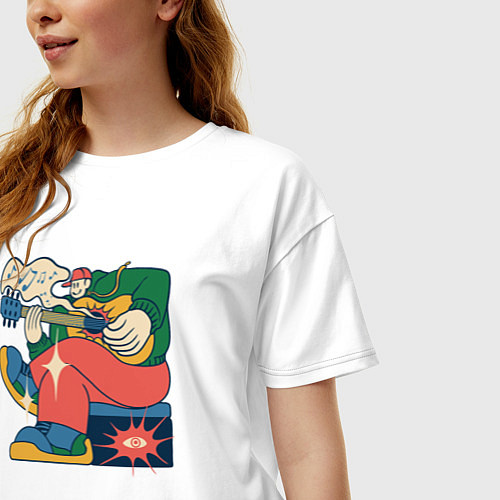 Женская футболка оверсайз Rock boy / Белый – фото 3