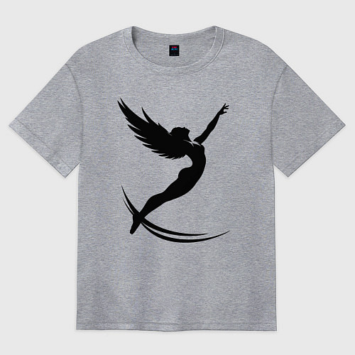 Женская футболка оверсайз Воздушная гимнастика с крыльями / Меланж – фото 1