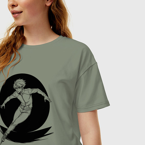Женская футболка оверсайз Конькобежец аниме / Авокадо – фото 3