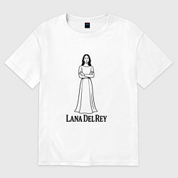 Футболка оверсайз женская Lana Del Rey нарисованная черными линиями, цвет: белый