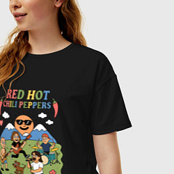 Футболка оверсайз женская Red Hot Chili Peppers мультяшный стиль, цвет: черный — фото 2
