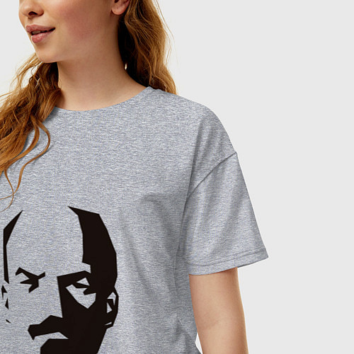 Женская футболка оверсайз Владимир Ленин абстрактный портрет / Меланж – фото 3