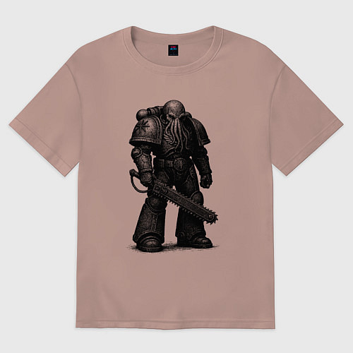 Женская футболка оверсайз Ктулху космодесантник / Пыльно-розовый – фото 1