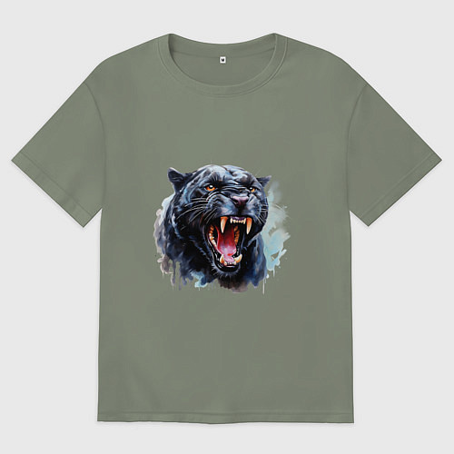 Женская футболка оверсайз Пантера оскал / Авокадо – фото 1