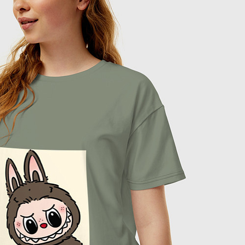 Женская футболка оверсайз Лабубу с милой мордашкой / Авокадо – фото 3