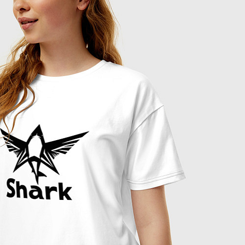 Женская футболка оверсайз Крылатая акула / Белый – фото 3