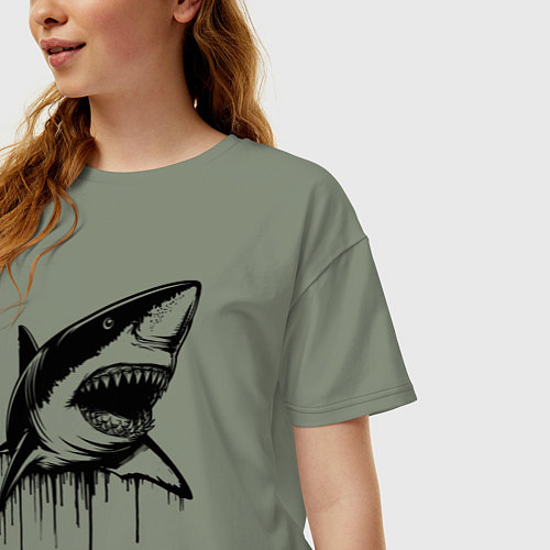 Женская футболка оверсайз Акула с капающим стилем / Авокадо – фото 3