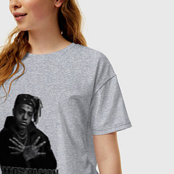 Футболка оверсайз женская XXXTentacion в черно-белом стиле, цвет: меланж — фото 2