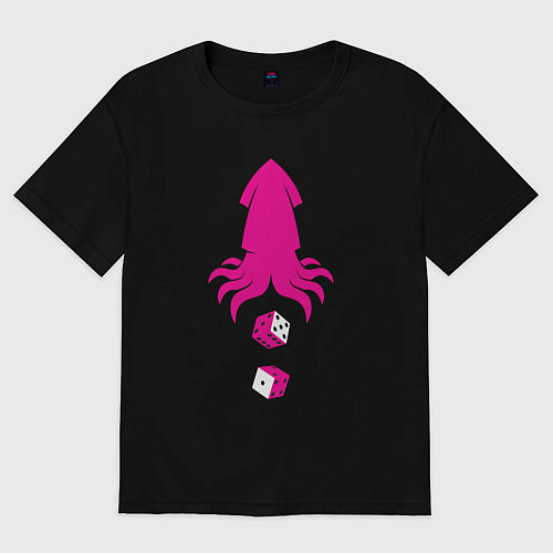 Женская футболка оверсайз Кальмар и кости / Черный – фото 1