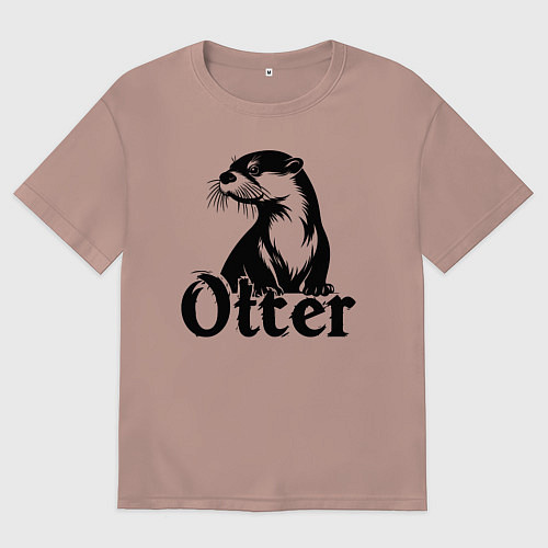 Женская футболка оверсайз Выдра с надписью / Пыльно-розовый – фото 1