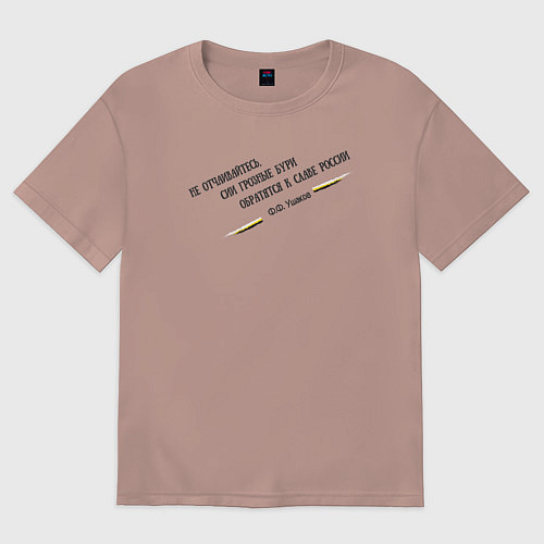 Женская футболка оверсайз Бури обратятся к славе России Ушаков черный узор / Пыльно-розовый – фото 1