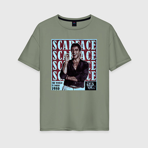 Женская футболка оверсайз Scarface постер / Авокадо – фото 1