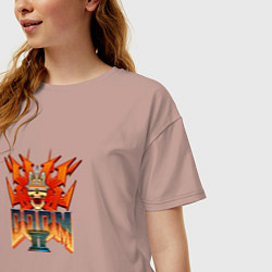 Футболка оверсайз женская Doom2 logo, цвет: пыльно-розовый — фото 2