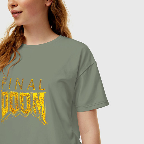 Женская футболка оверсайз Doom final gold logo / Авокадо – фото 3