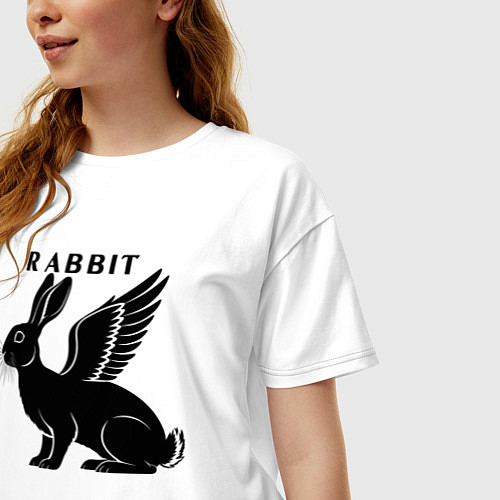 Женская футболка оверсайз Кролик с крыльями / Белый – фото 3