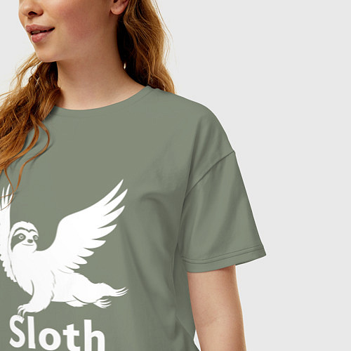 Женская футболка оверсайз Летящий ленивец / Авокадо – фото 3