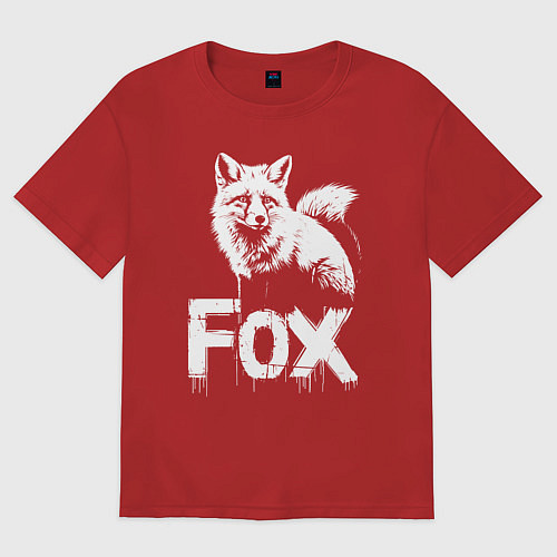 Женская футболка оверсайз Графичная лиса с надписью / Красный – фото 1