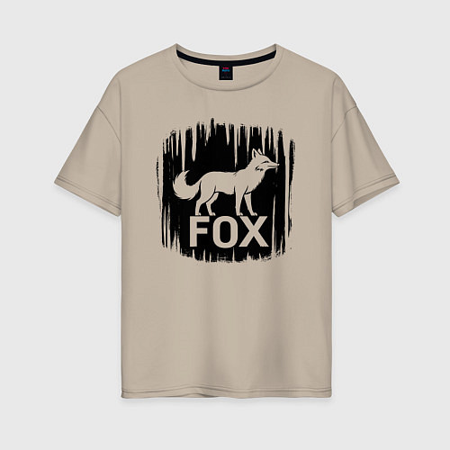 Женская футболка оверсайз Лис в лесу / Миндальный – фото 1