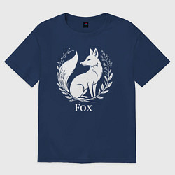 Футболка оверсайз женская Лисий герб с венком, цвет: тёмно-синий